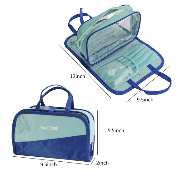 Travel Toiletry Bag PVC Cosmetic Pouch Organizer - Picture 3 of 8